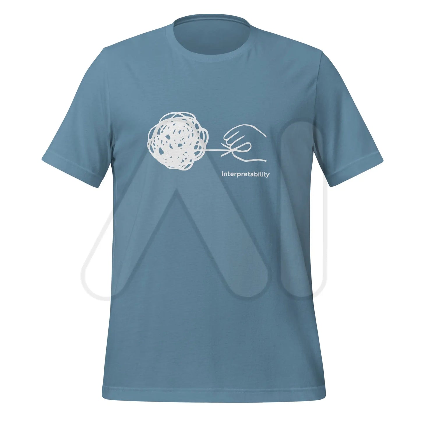 Interpretability in White T-Shirt (unisex) - Steel Blue / M