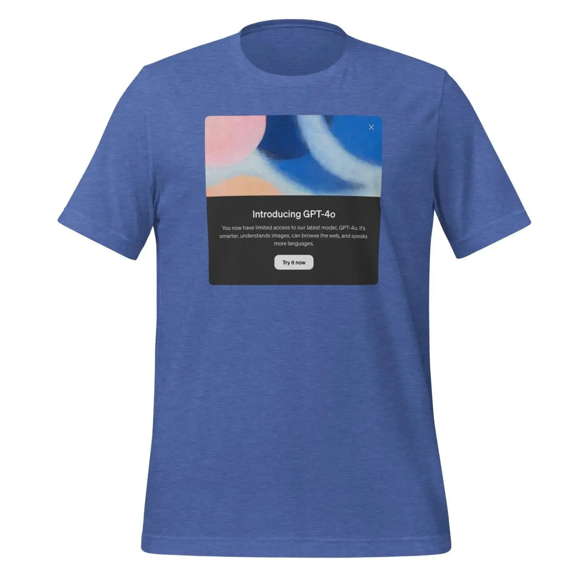 Introducing GPT-4o in Dark Mode T-Shirt (unisex) - Heather True Royal / M