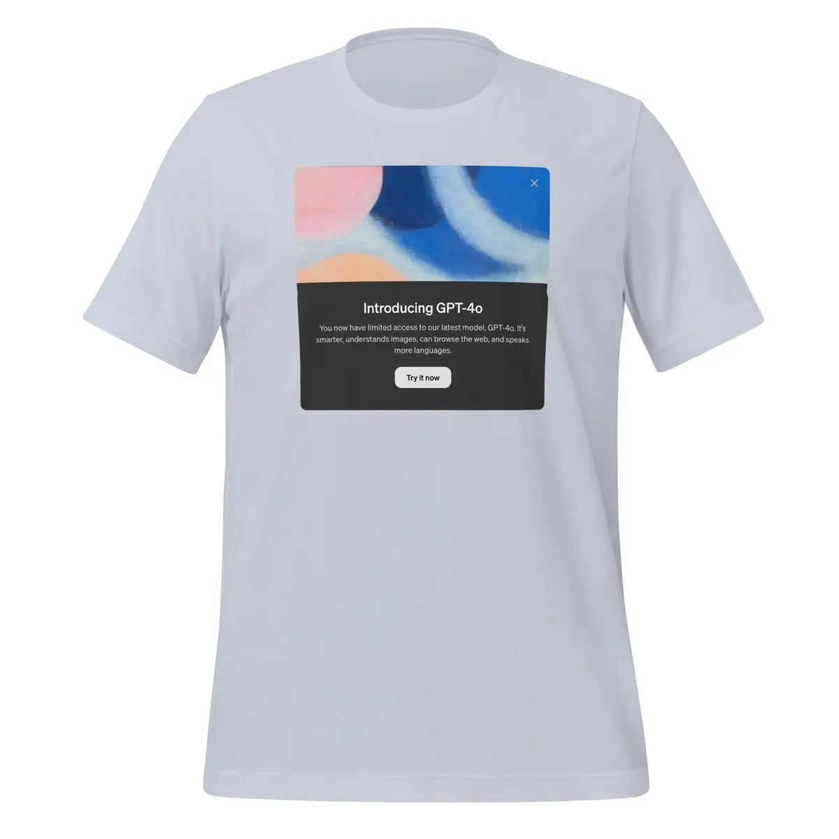 Introducing GPT-4o in Dark Mode T-Shirt (unisex) - Light Blue / M