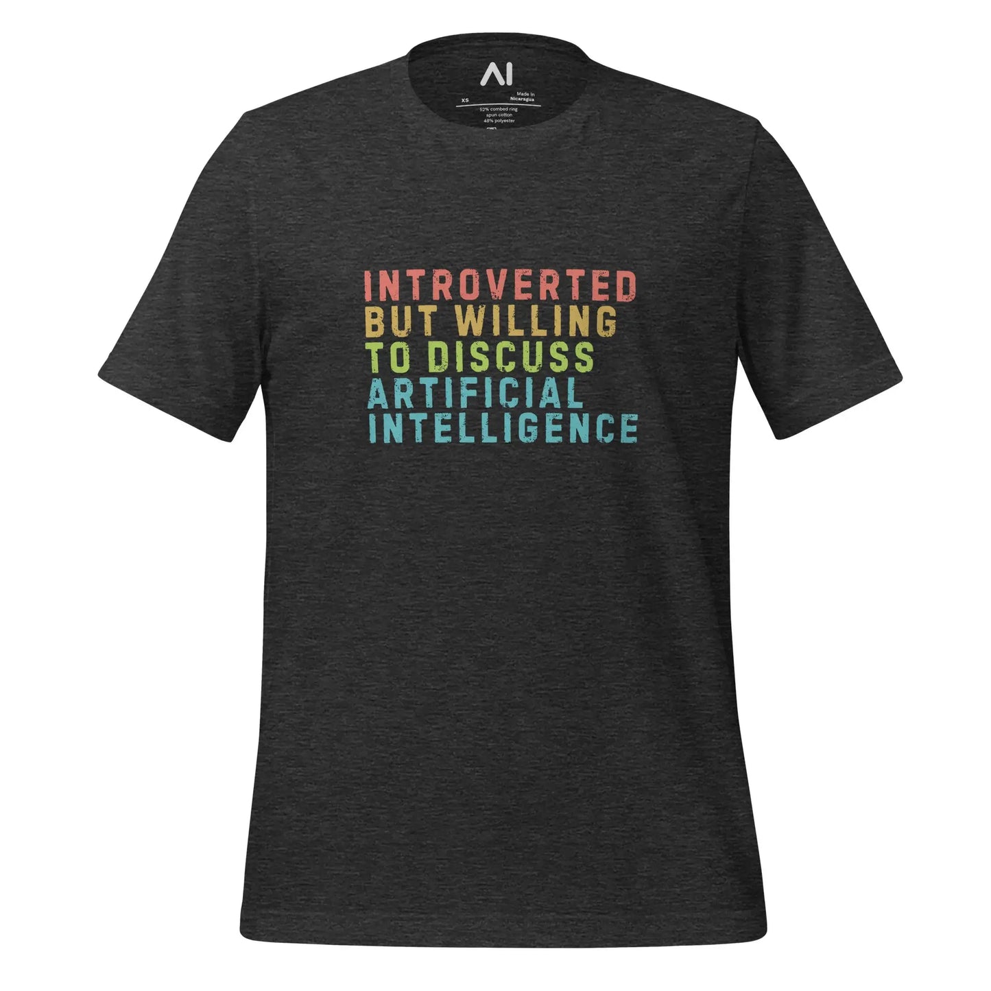 Introverted Willing to Discuss AI T-Shirt (unisex) - Dark Grey Heather / M