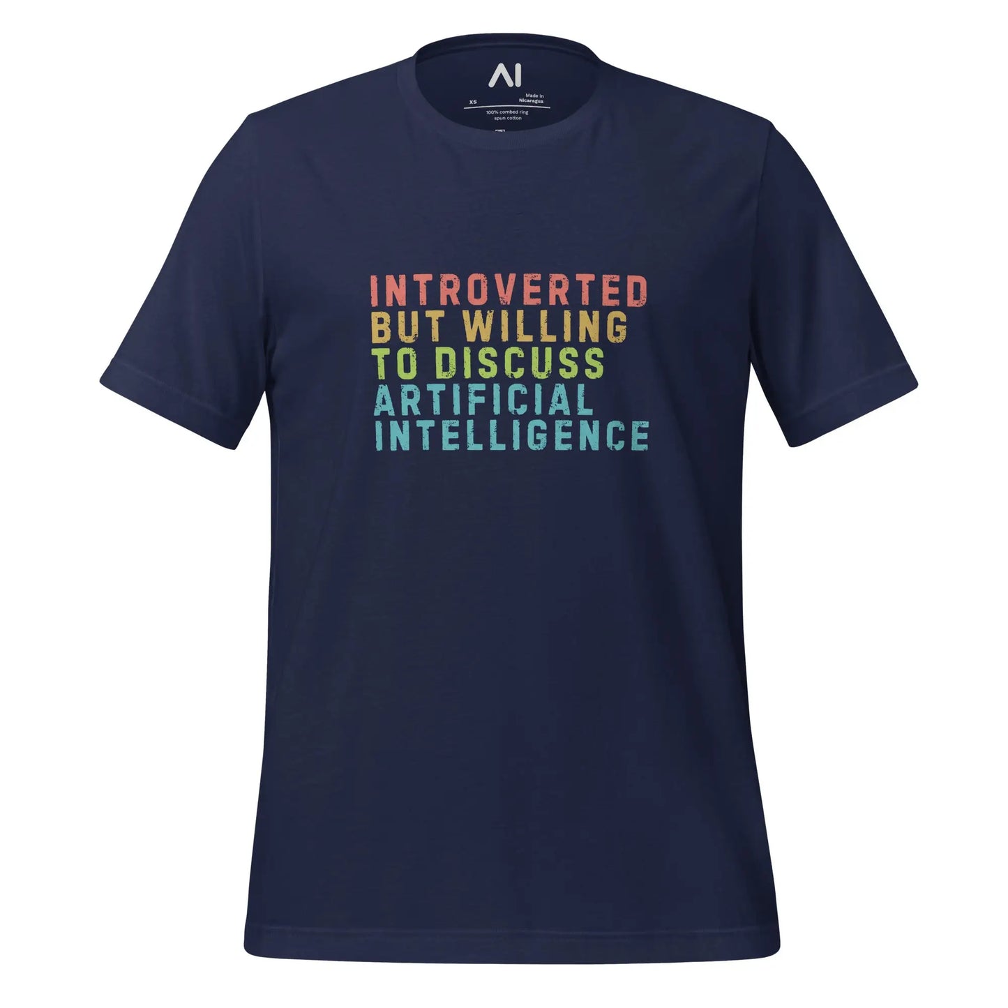 Introverted Willing to Discuss AI T-Shirt (unisex) - Navy / M