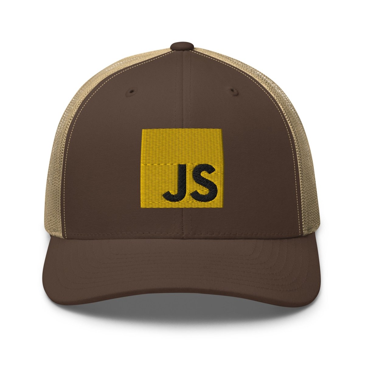 JavaScript Embroidered Trucker Cap - Brown/ Khaki - AI Store