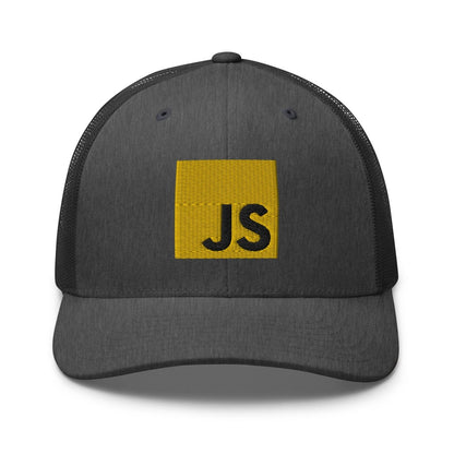 JavaScript Embroidered Trucker Cap - Dark Heather Gray - AI Store