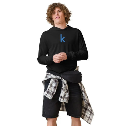 Kaggle Icon Embroidered Hooded Long Sleeve T-Shirt (unisex)