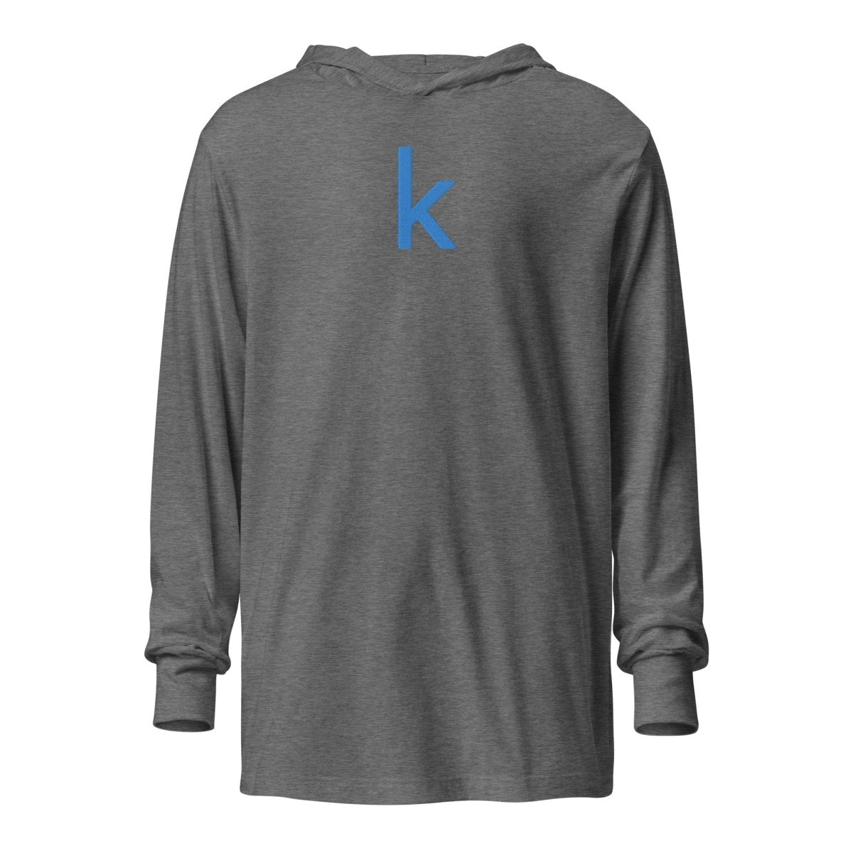 Kaggle Icon Embroidered Hooded Long Sleeve T-Shirt (unisex) - Grey Triblend - AI Store