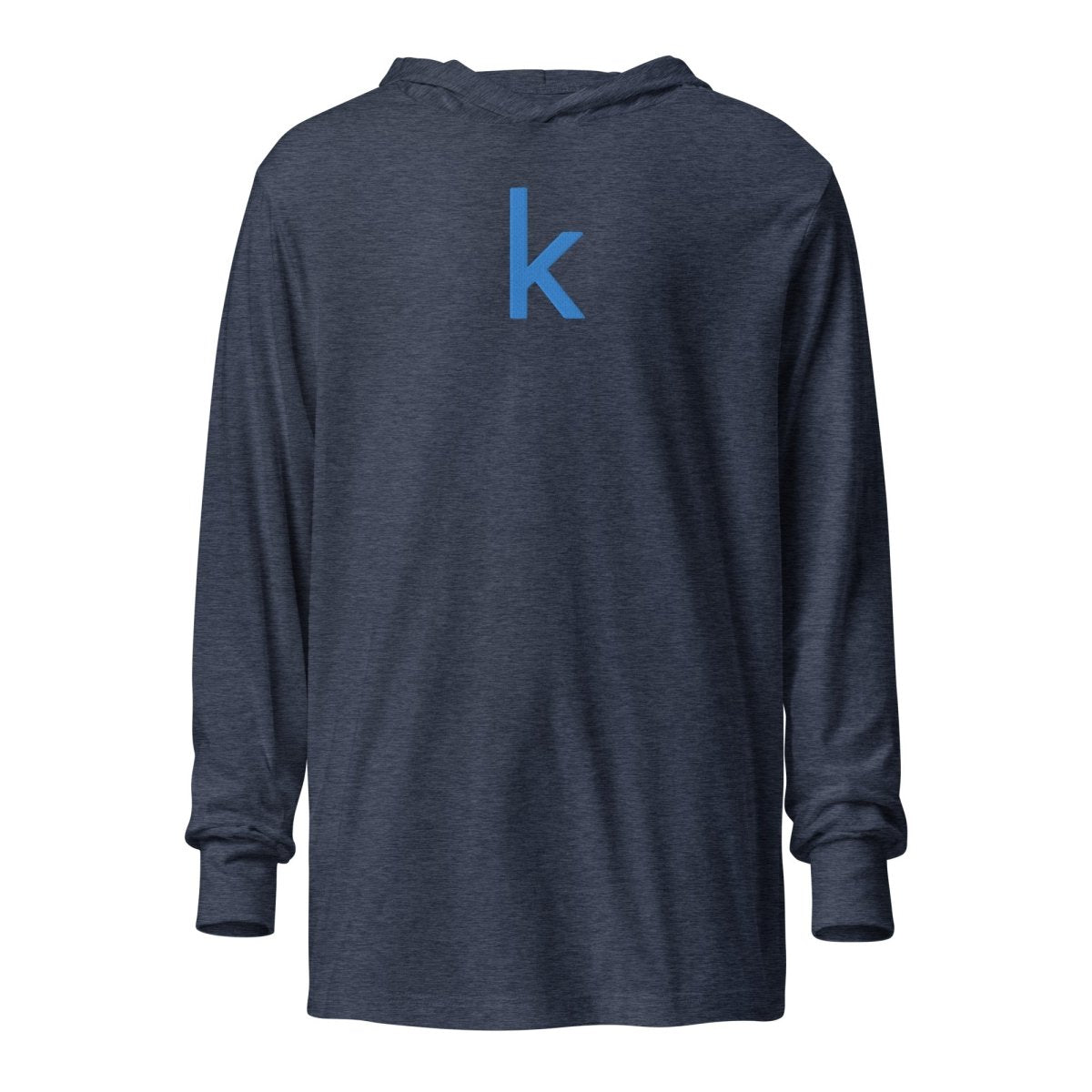 Kaggle Icon Embroidered Hooded Long Sleeve T-Shirt (unisex) - Heather Navy - AI Store