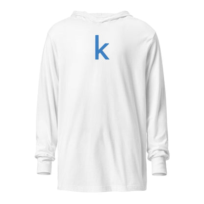 Kaggle Icon Embroidered Hooded Long Sleeve T-Shirt (unisex) - White - AI Store