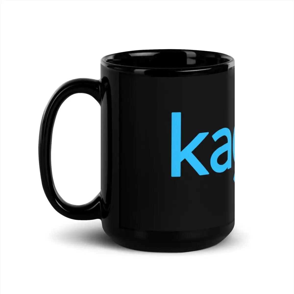 Kaggle Logo on Black Glossy Mug