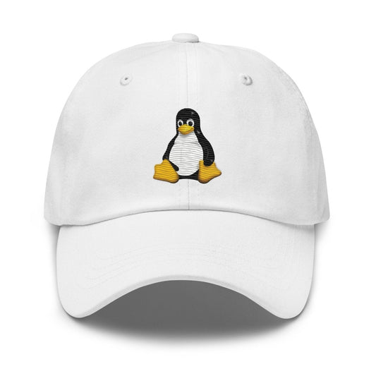 Linux Tux True - Color Embroidered Cap - White - AI Store