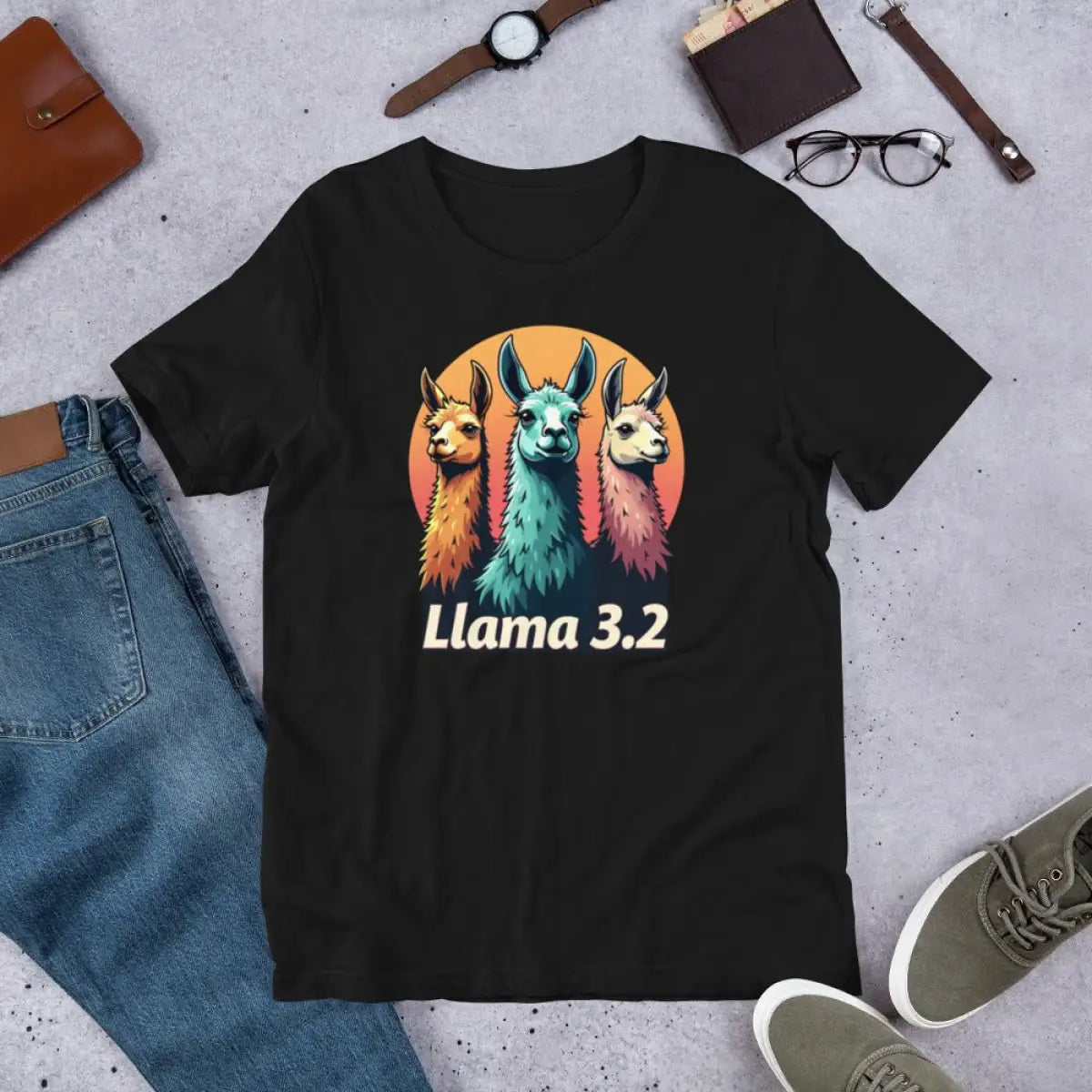 Llama 3.2 Llamas at Sunset T-Shirt (unisex)