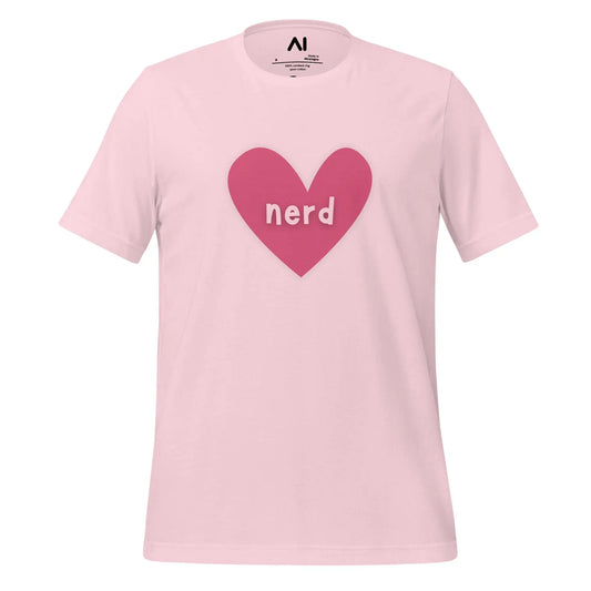 The Love Nerd Heart T-shirt (unisex) Soft Pink / m.