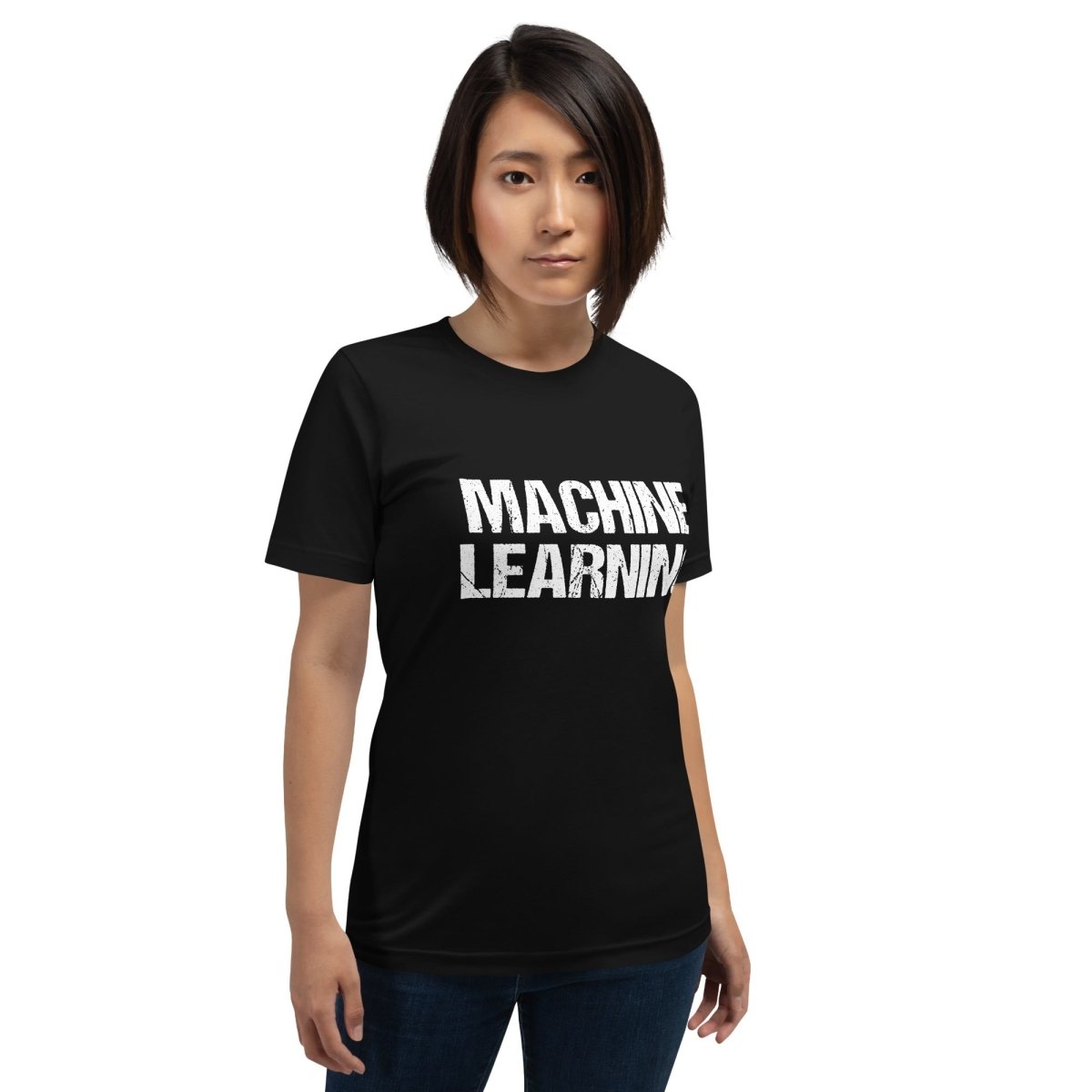 Machine Learning Distressed T - Shirt (unisex) - Black - AI Store