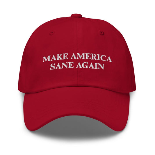 "MAKE AMERICA SANE AGAIN" Embroidered Cap - Cranberry - AI Store