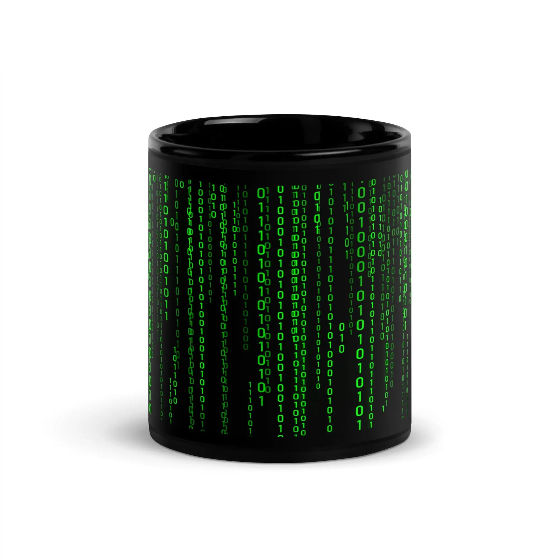 Matrix Falling Binary Black Glossy Mug - 11 oz