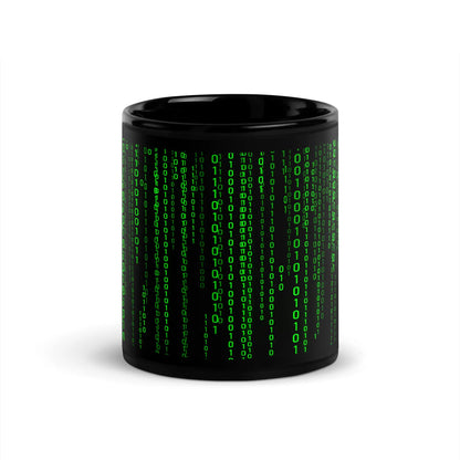 Matrix Falling Binary Black Glossy Mug - 11 oz