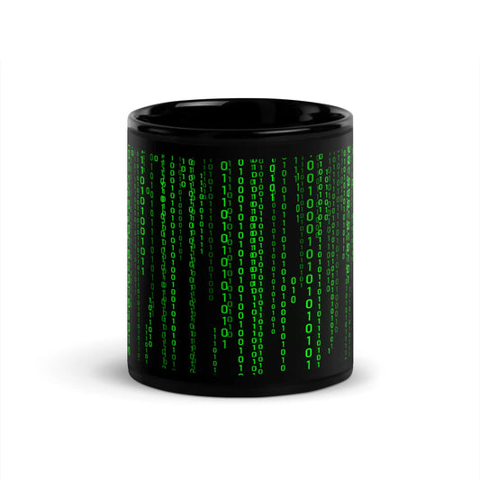 The Matrix Falling Binary Black Glossy Mug 11 Oz.