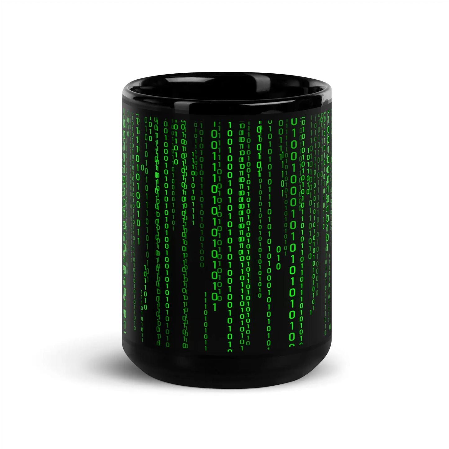 Matrix Falling Binary Black Glossy Mug - 15 oz