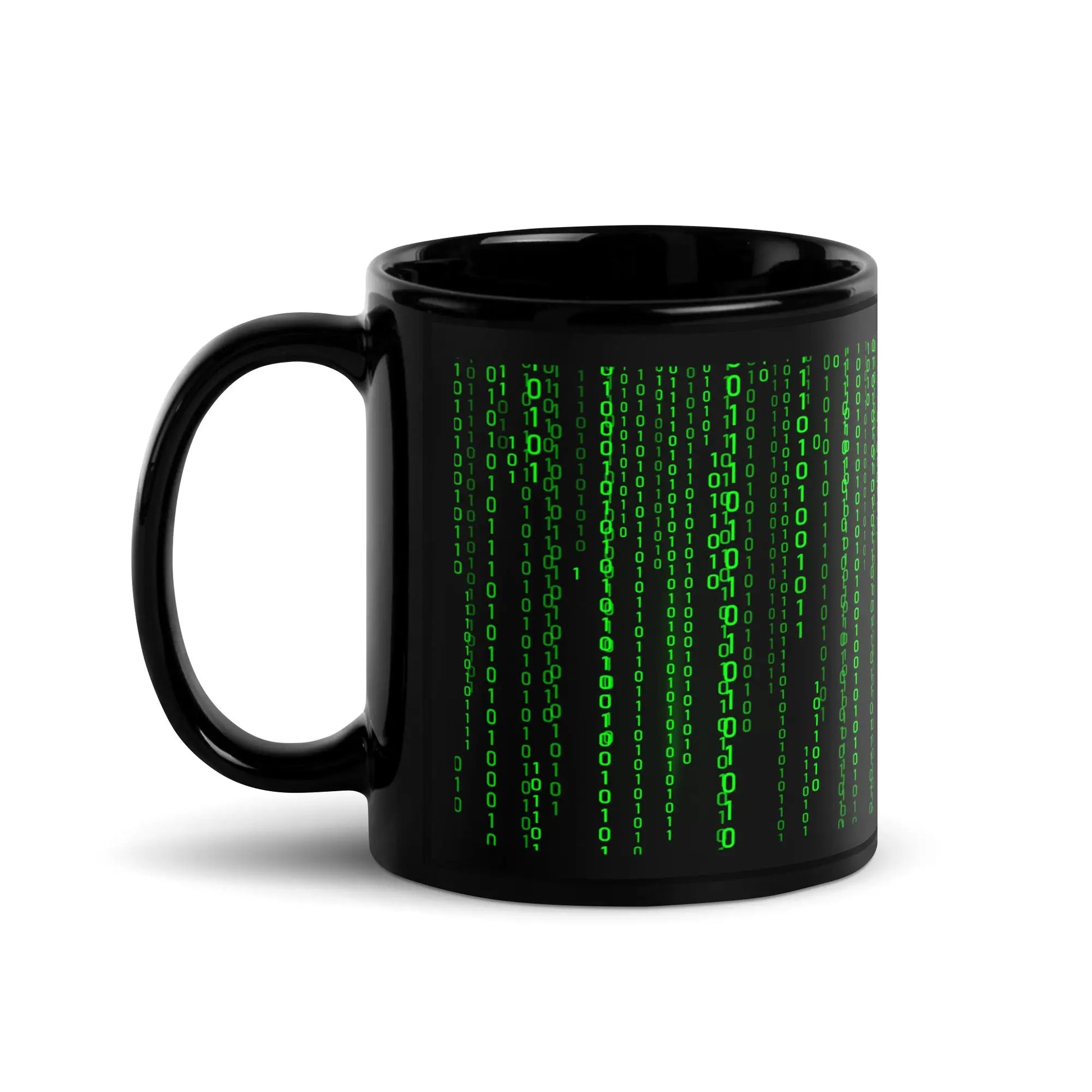 Matrix Falling Binary Black Glossy Mug