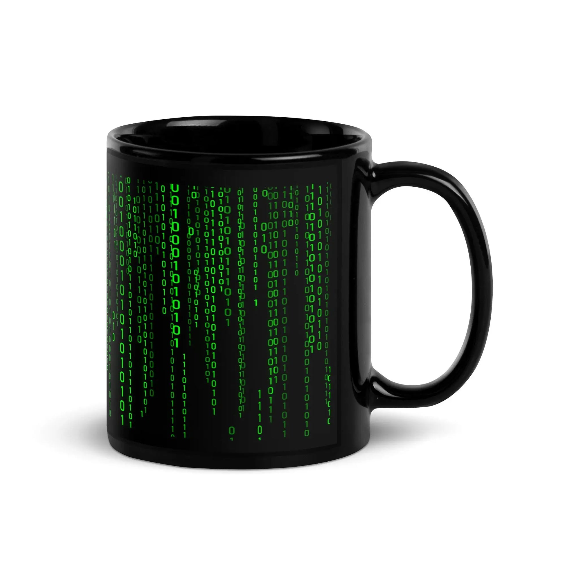 Matrix Falling Binary Black Glossy Mug