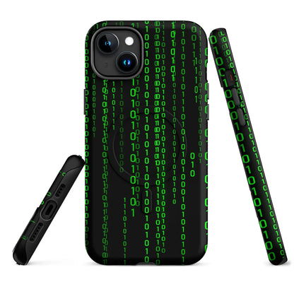 Matrix Falling Binary MagSafe® Tough Case for iPhone® - iPhone 15 Plus