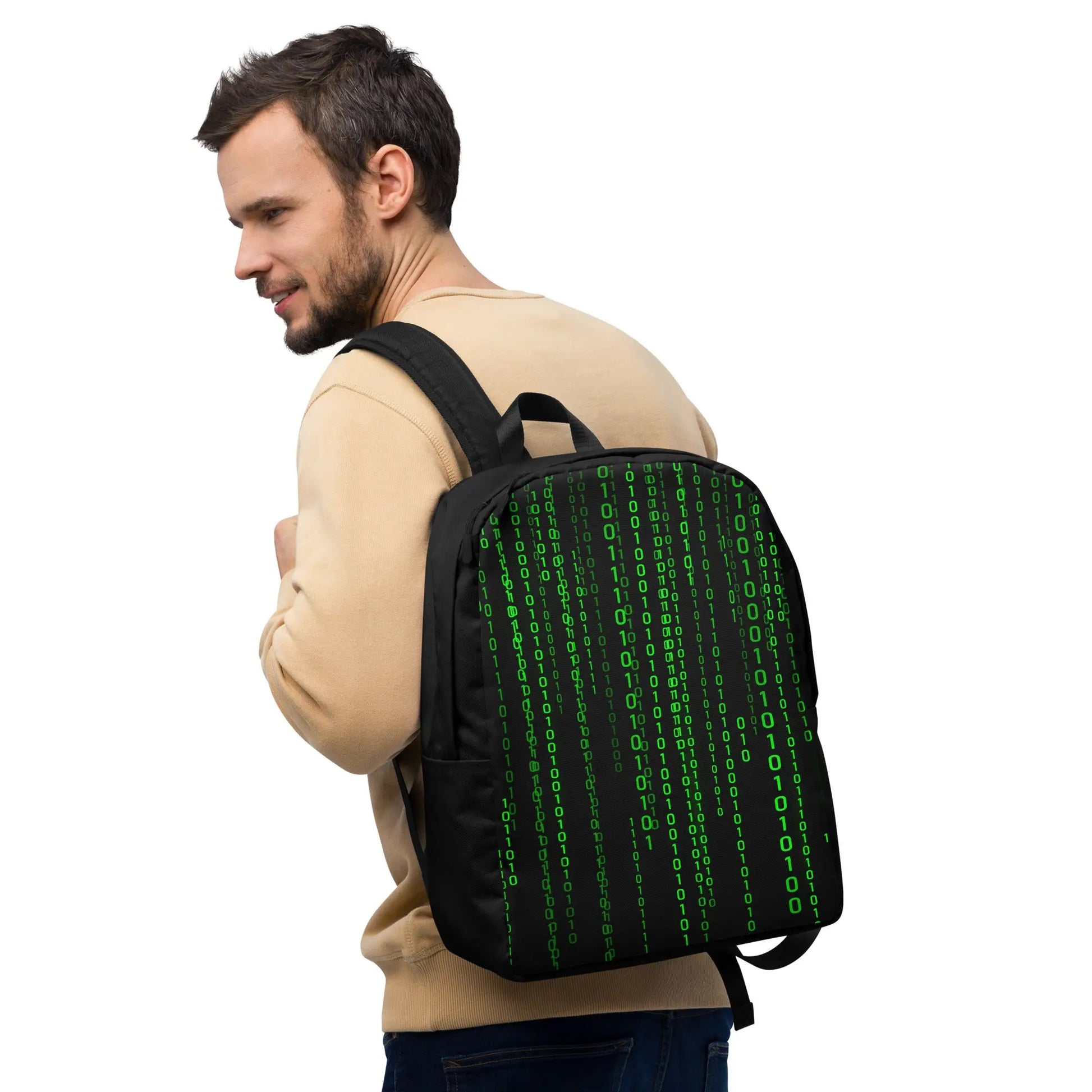 Matrix Falling Binary Minimalist Backpack