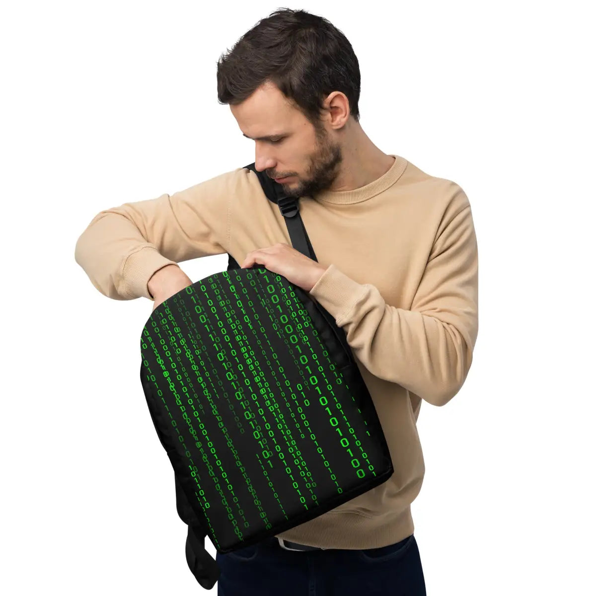 Matrix Falling Binary Minimalist Backpack