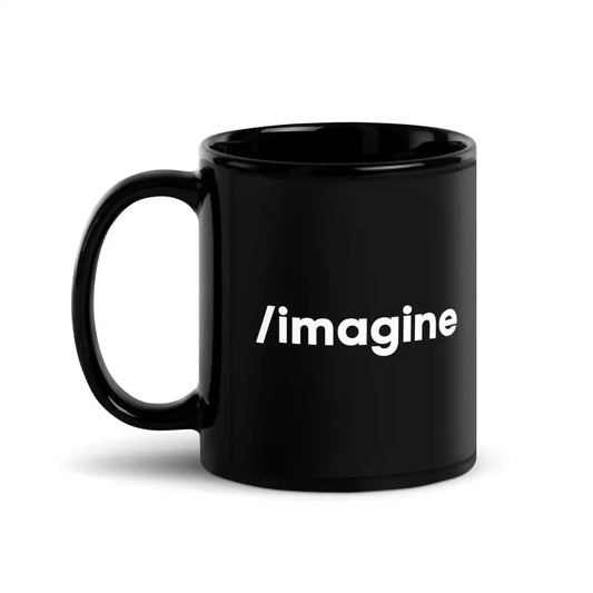 The Midjourney /imagine Prompt Black Glossy Mug 11 Oz.