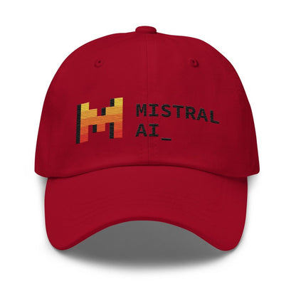 Mistral AI Logo True - Color Embroidered Cap - Cranberry - AI Store