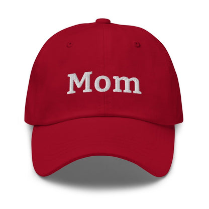 "Mom" Embroidered Cap - Cranberry - AI Store