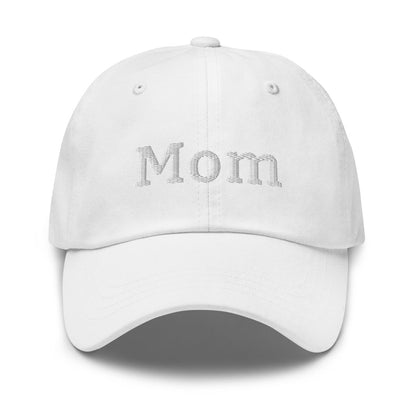 "Mom" Embroidered Cap - White - AI Store