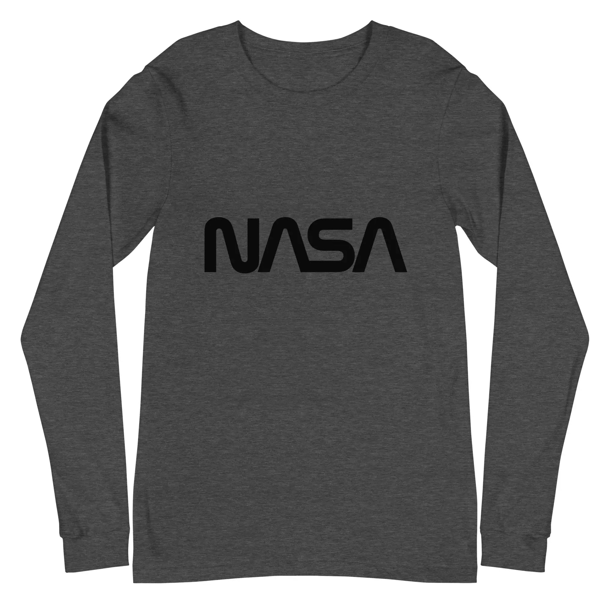 NASA Black Meatball Logo Long Sleeve T-Shirt (unisex) - Dark Grey Heather / M