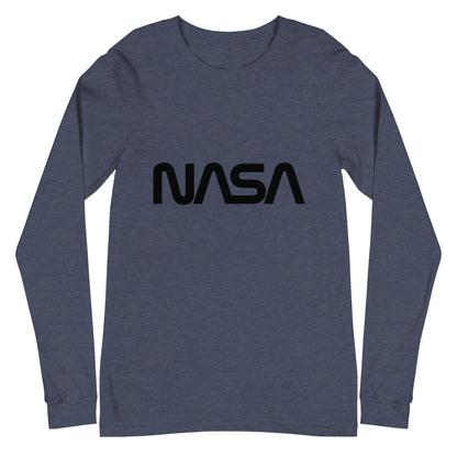 NASA Black Meatball Logo Long Sleeve T-Shirt (unisex) - Heather Navy / M