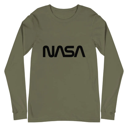 NASA Black Meatball Logo Long Sleeve T-Shirt (unisex) - Military Green / M