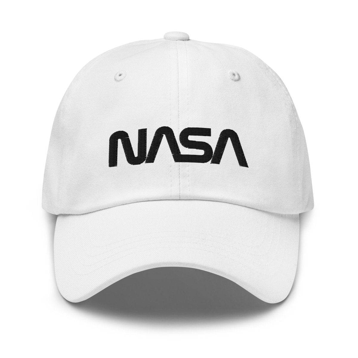 NASA Black Worm Logo Embroidered Cap - White - AI Store