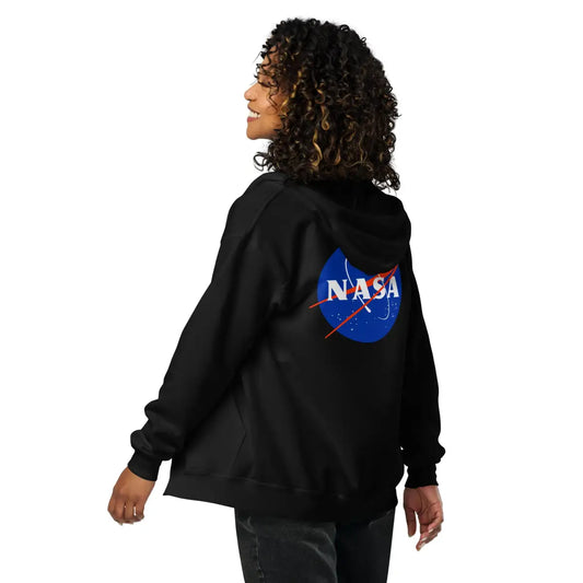 The Nasa Logos Front and Back Zip Hoodie (unisex).