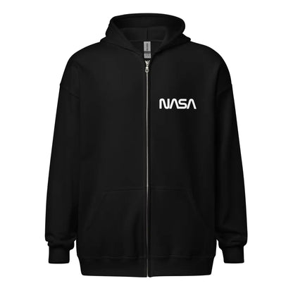 NASA Logos Front and Back Zip Hoodie (unisex) - Black / M