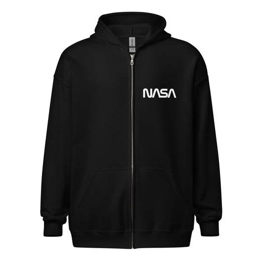 The Nasa Logos Front and Back Zip Hoodie (unisex) Black / m.