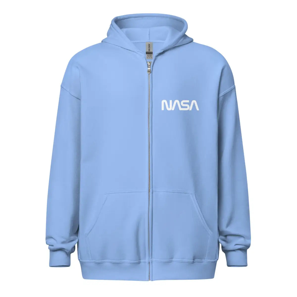 NASA Logos Front and Back Zip Hoodie (unisex) - Carolina Blue / M