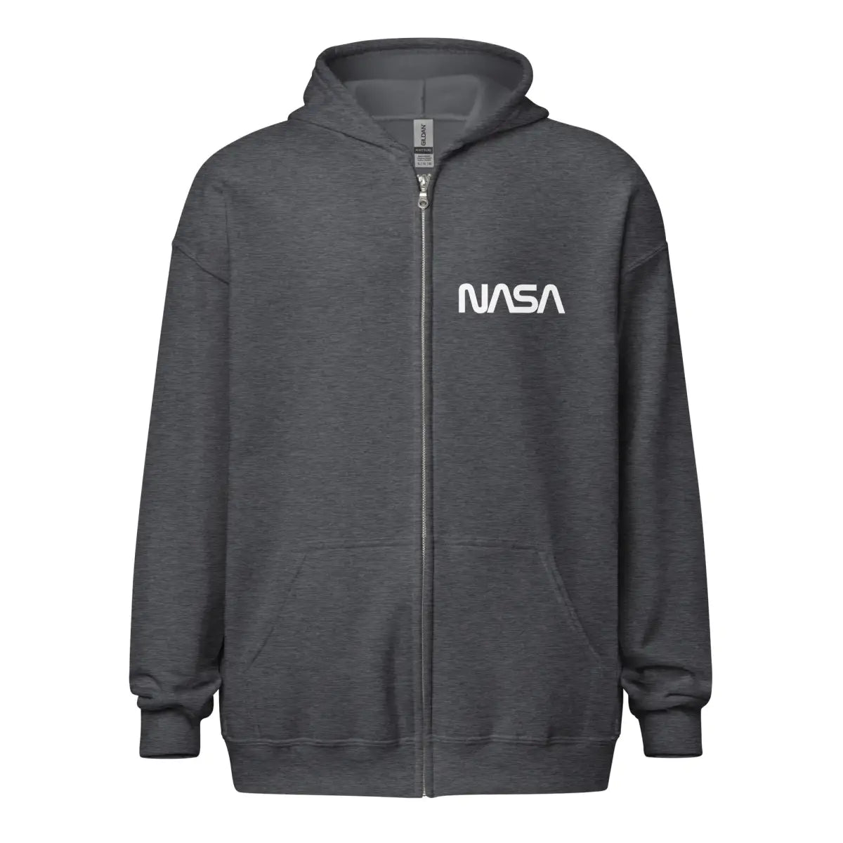 NASA Logos Front and Back Zip Hoodie (unisex) - Dark Heather / M