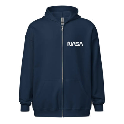 NASA Logos Front and Back Zip Hoodie (unisex) - Navy / M