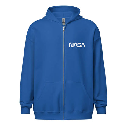 NASA Logos Front and Back Zip Hoodie (unisex) - Royal / M