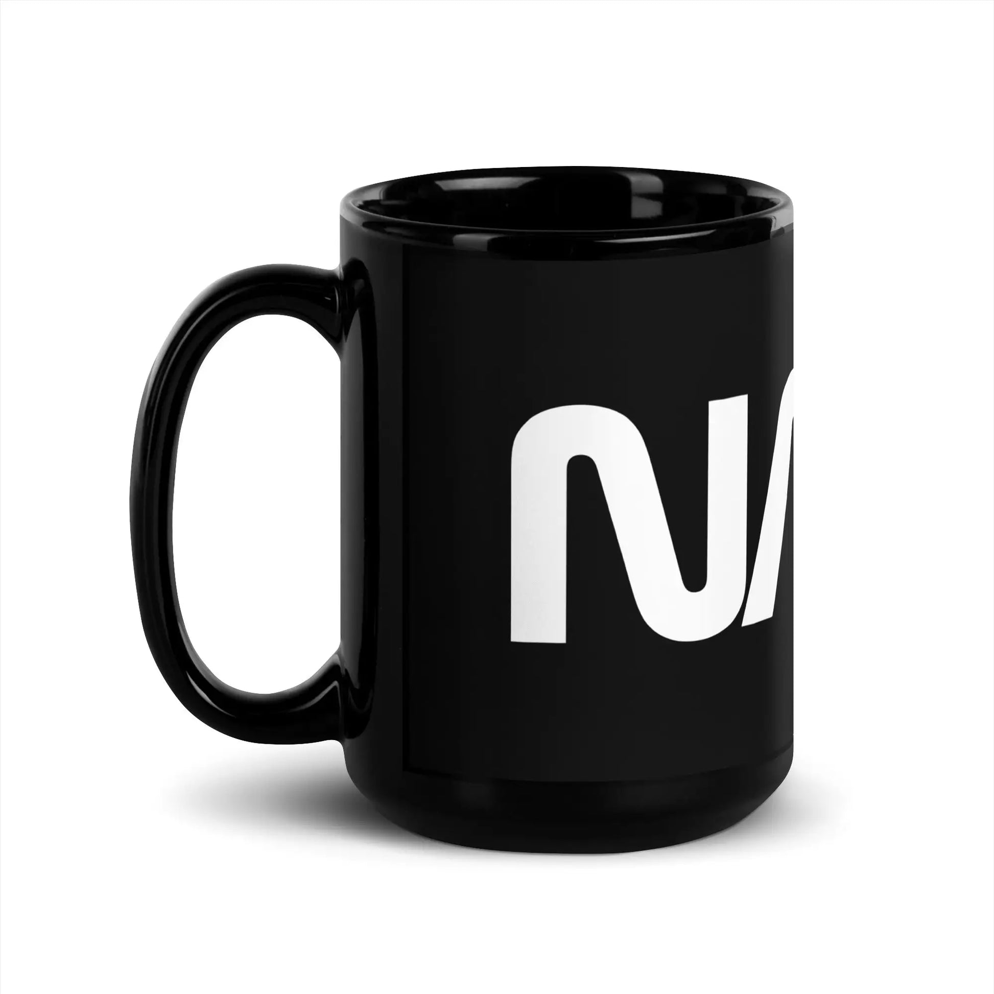 NASA Worm Logo Black Glossy Mug