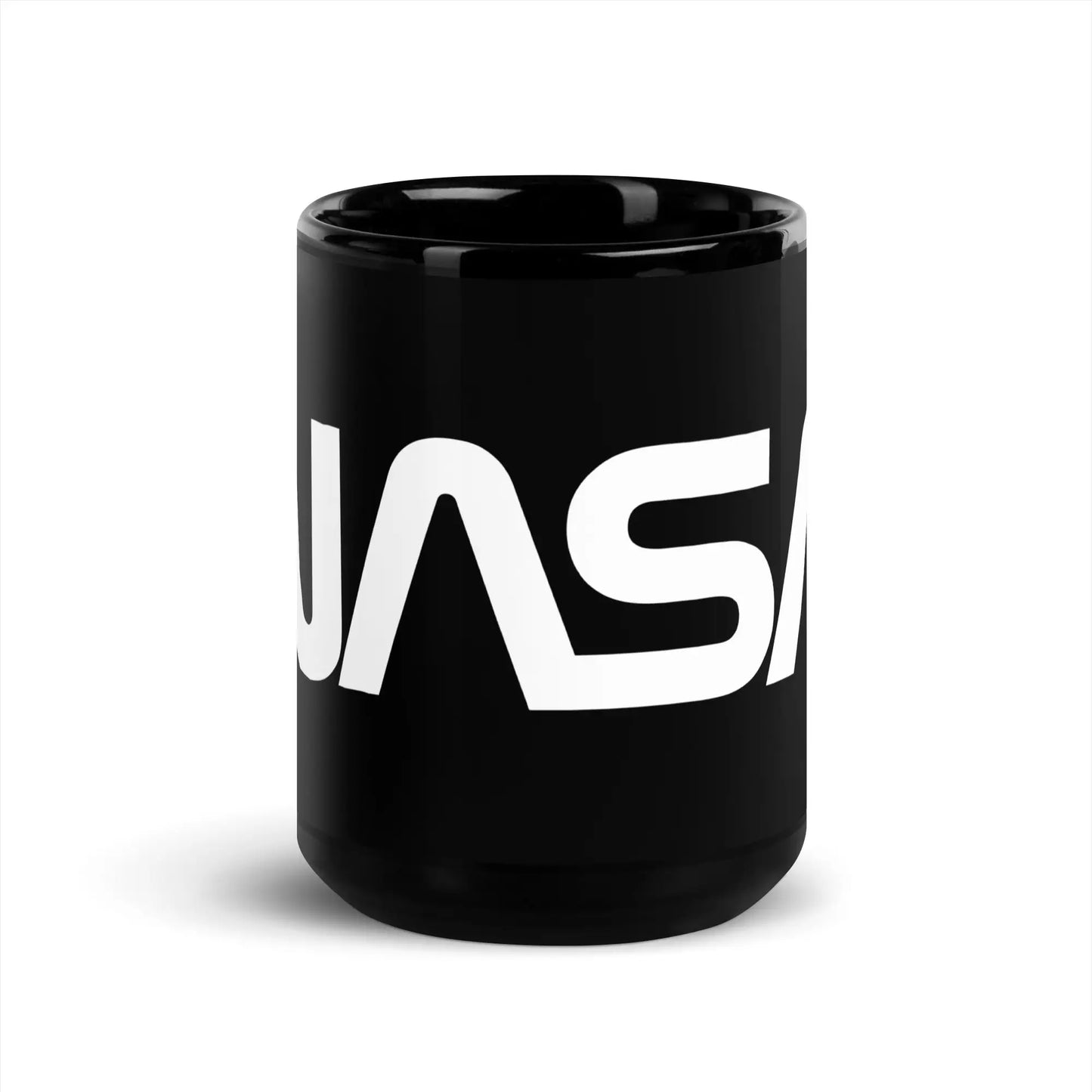 NASA Worm Logo Black Glossy Mug - 15 oz