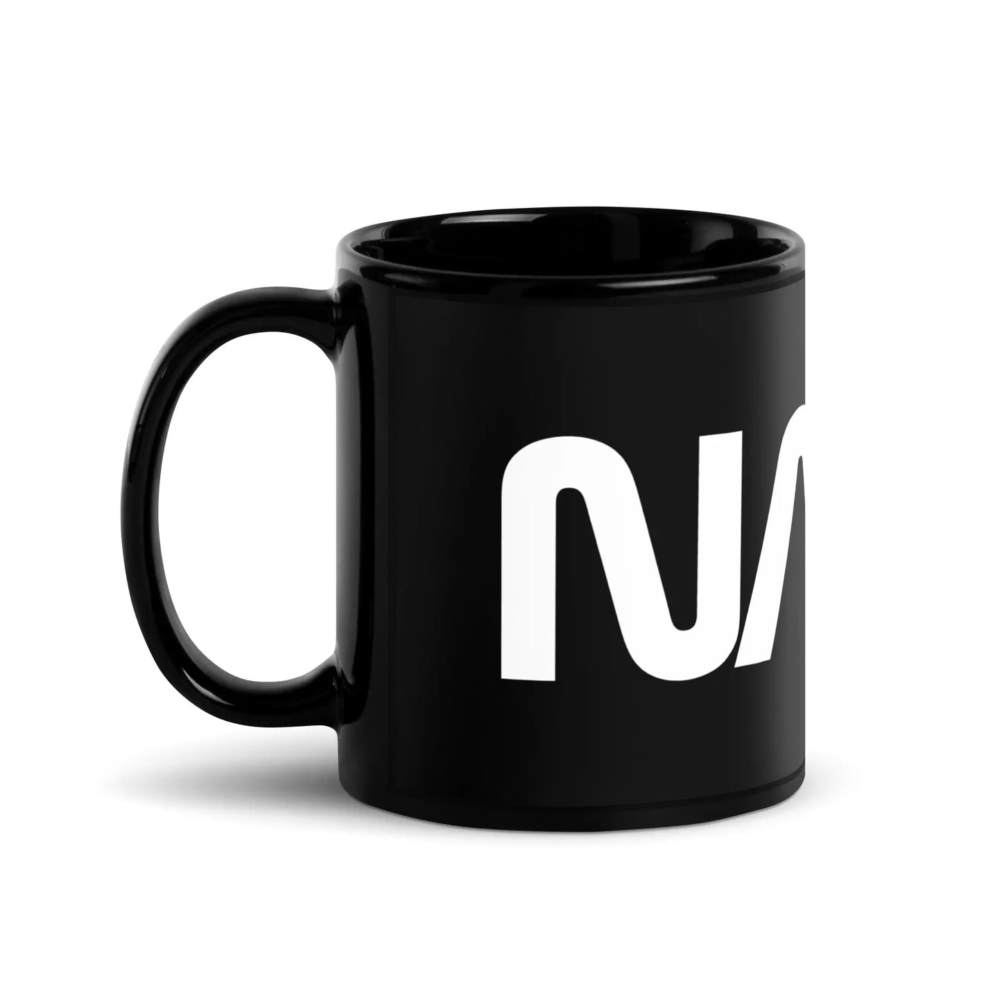 NASA Worm Logo Black Glossy Mug