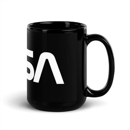 NASA Worm Logo Black Glossy Mug