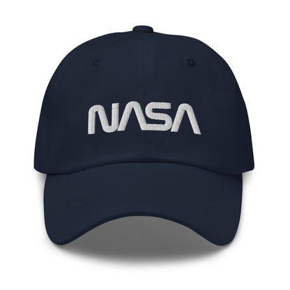 NASA Worm Logo Embroidered Cap - Navy - AI Store