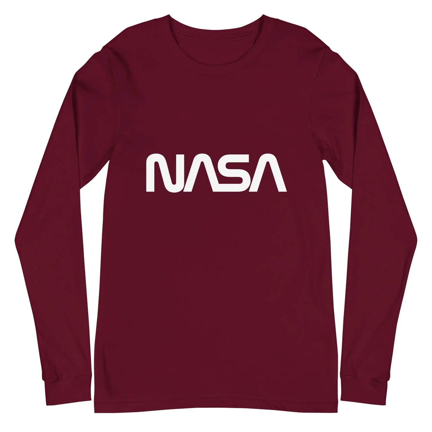 NASA Worm Logo Long Sleeve T-Shirt (unisex) - Maroon / M