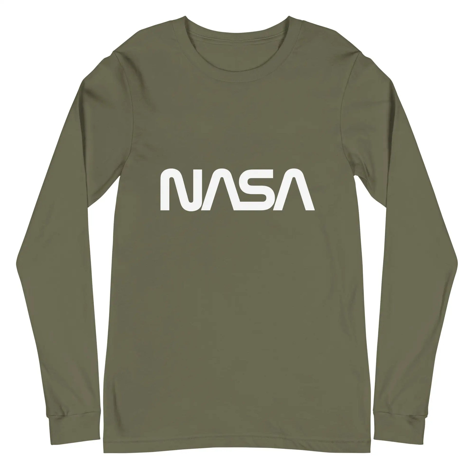 NASA Worm Logo Long Sleeve T-Shirt (unisex) - Military Green / M