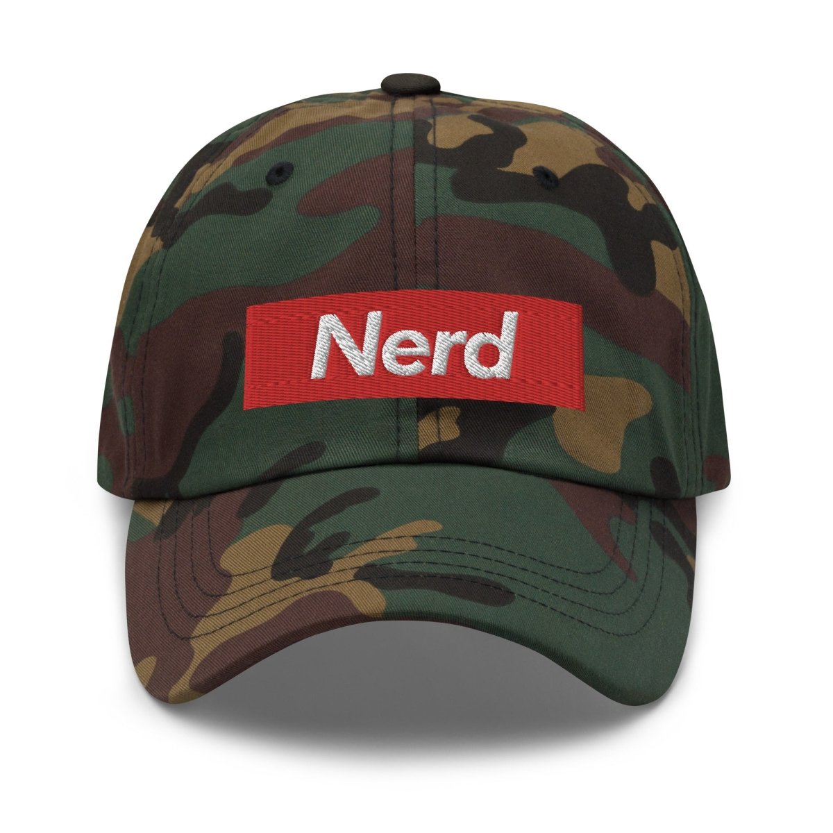 Nerd Sign Embroidered Cap - Green Camo - AI Store