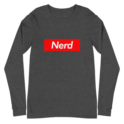 Nerd Sign Long Sleeve T-Shirt (unisex) - Dark Grey Heather - AI Store